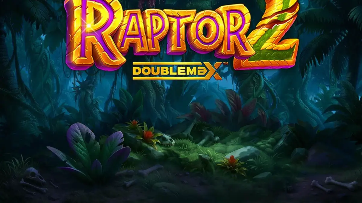 Tampilan visual slot Raptor 2 DoubleMax dengan tema dinosaurus dan hutan prasejarah.